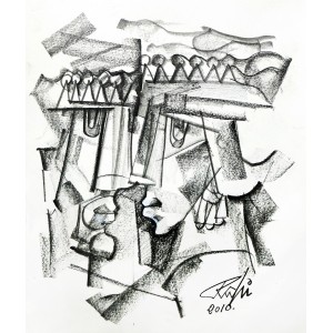 Mansoor Rahi, 14 x 16 Inch, Charcoal on Paper, Figurative Painting, AC-MSR-002